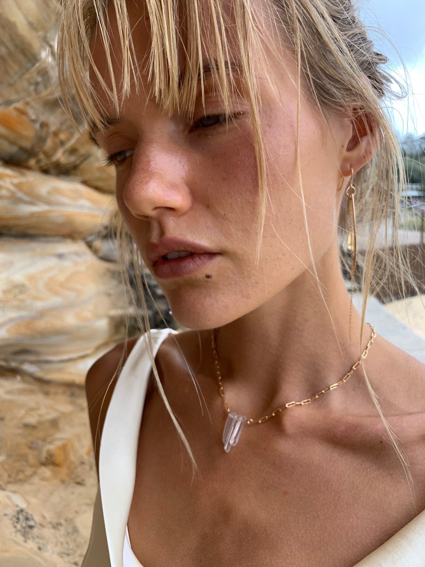 Luana quartz drop necklace